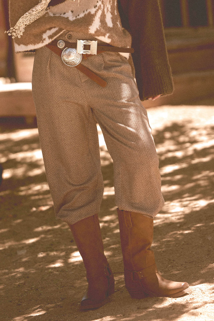 Road Ahead Herringbone Tweed Pleated Pants - ShopPromesa