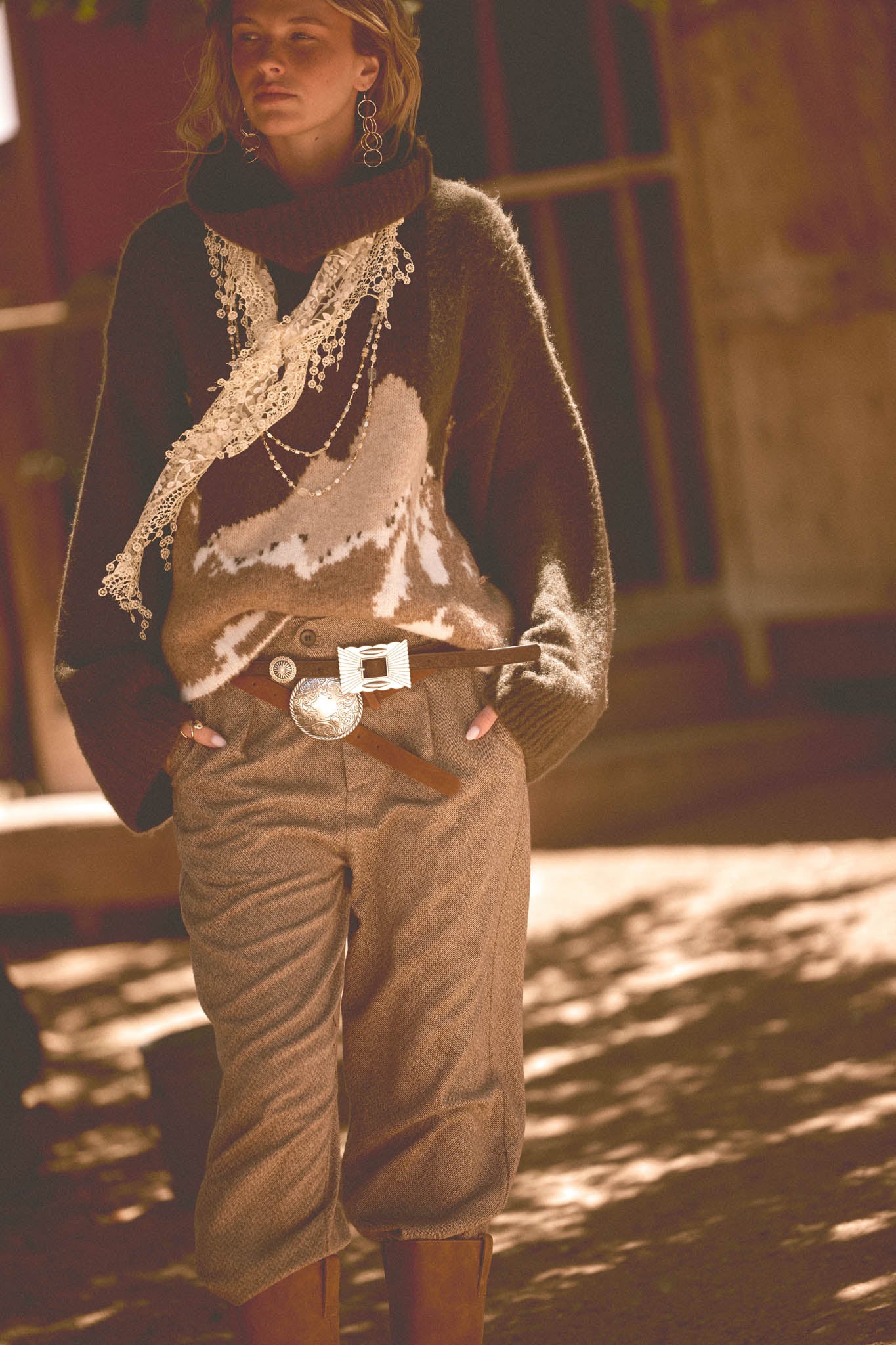 Road Ahead Herringbone Tweed Pleated Pants - ShopPromesa