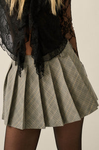 Office Gossip Plaid Pleated Pocket Mini Skort - ShopPromesa