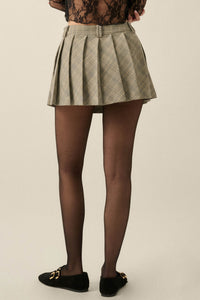 Office Gossip Plaid Pleated Pocket Mini Skort - ShopPromesa