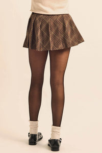 Office Gossip Plaid Pleated Pocket Mini Skort - ShopPromesa