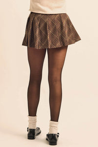 Office Gossip Plaid Pleated Pocket Mini Skort - ShopPromesa