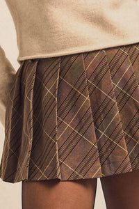 Office Gossip Plaid Pleated Pocket Mini Skort - ShopPromesa