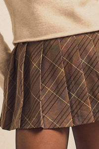 Office Gossip Plaid Pleated Pocket Mini Skort - ShopPromesa