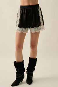 Delicate Romance Lace-Trimmed Satin Shorts - ShopPromesa