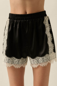 Delicate Romance Lace-Trimmed Satin Shorts - ShopPromesa