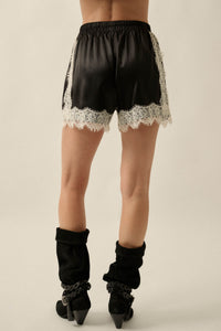 Delicate Romance Lace-Trimmed Satin Shorts - ShopPromesa