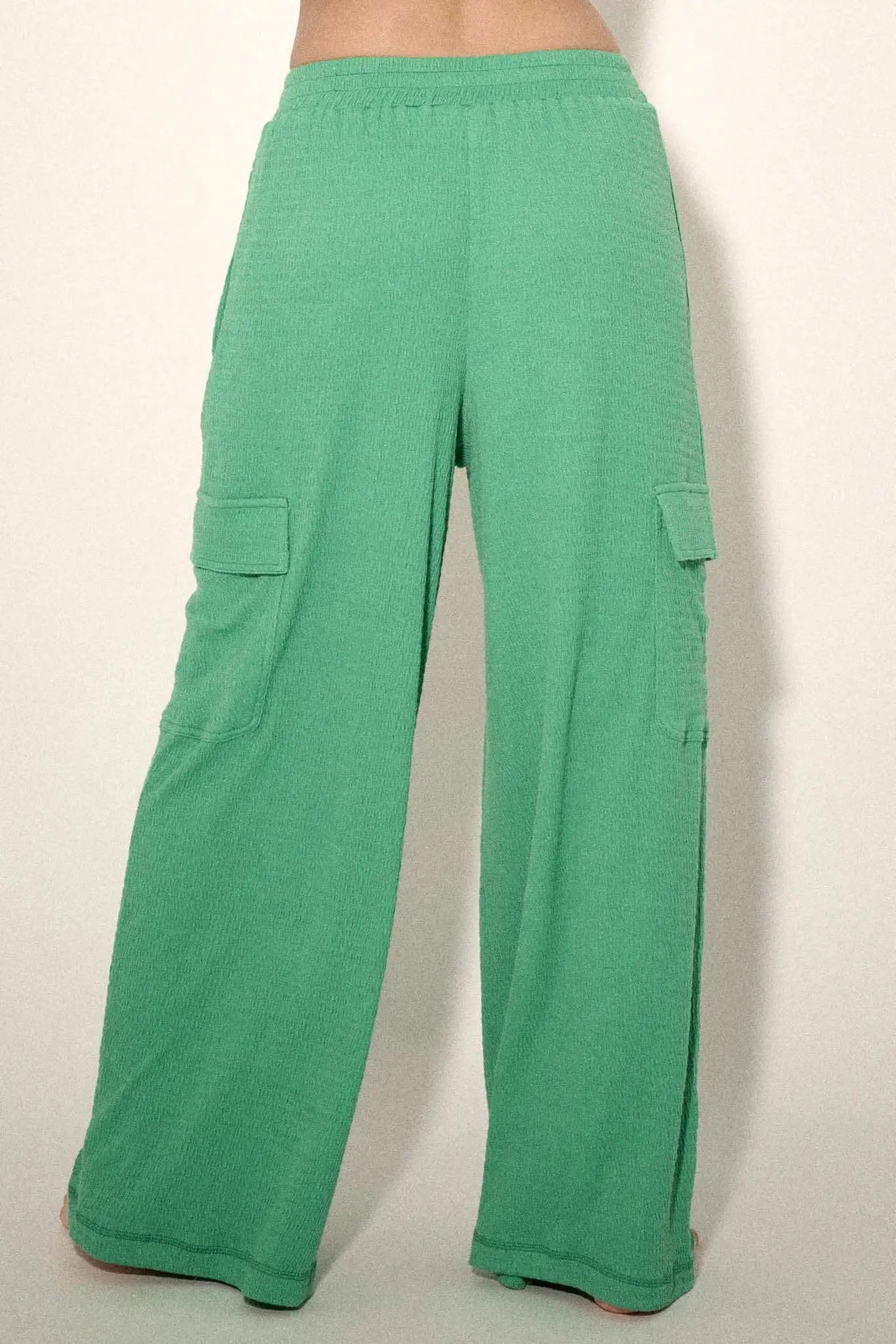 Smocked Jersey Wide-Leg Cargo Lounge Pants - ShopPromesa