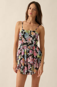 Brightly Blooming Floral Chiffon Tiered Romper - ShopPromesa