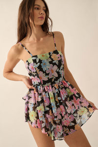 Brightly Blooming Floral Chiffon Tiered Romper - ShopPromesa