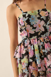 Brightly Blooming Floral Chiffon Tiered Romper - ShopPromesa