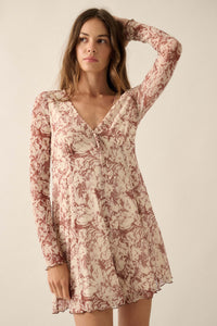 Rare Roses Floral-Print Mesh V-Neck Romper - ShopPromesa