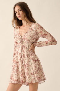 Rare Roses Floral-Print Mesh V-Neck Romper - ShopPromesa