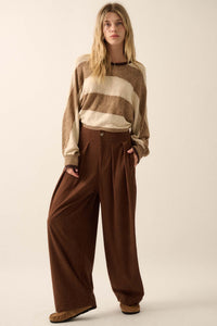 Into the Groove Pleated Wide-Leg Corduroy Pants - ShopPromesa