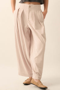 Into the Groove Pleated Wide-Leg Corduroy Pants - ShopPromesa