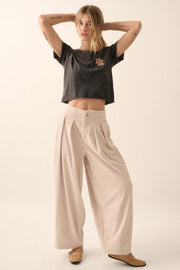 Into the Groove Pleated Wide-Leg Corduroy Pants - ShopPromesa