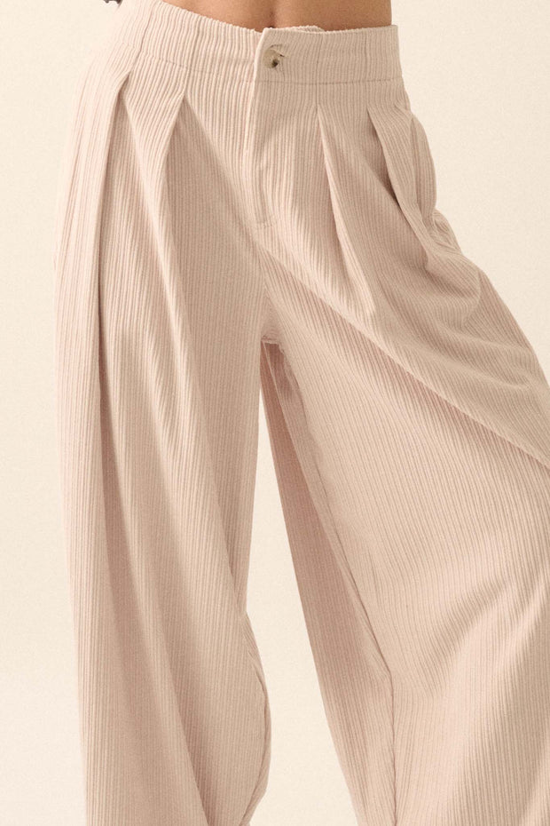 Into the Groove Pleated Wide-Leg Corduroy Pants - ShopPromesa