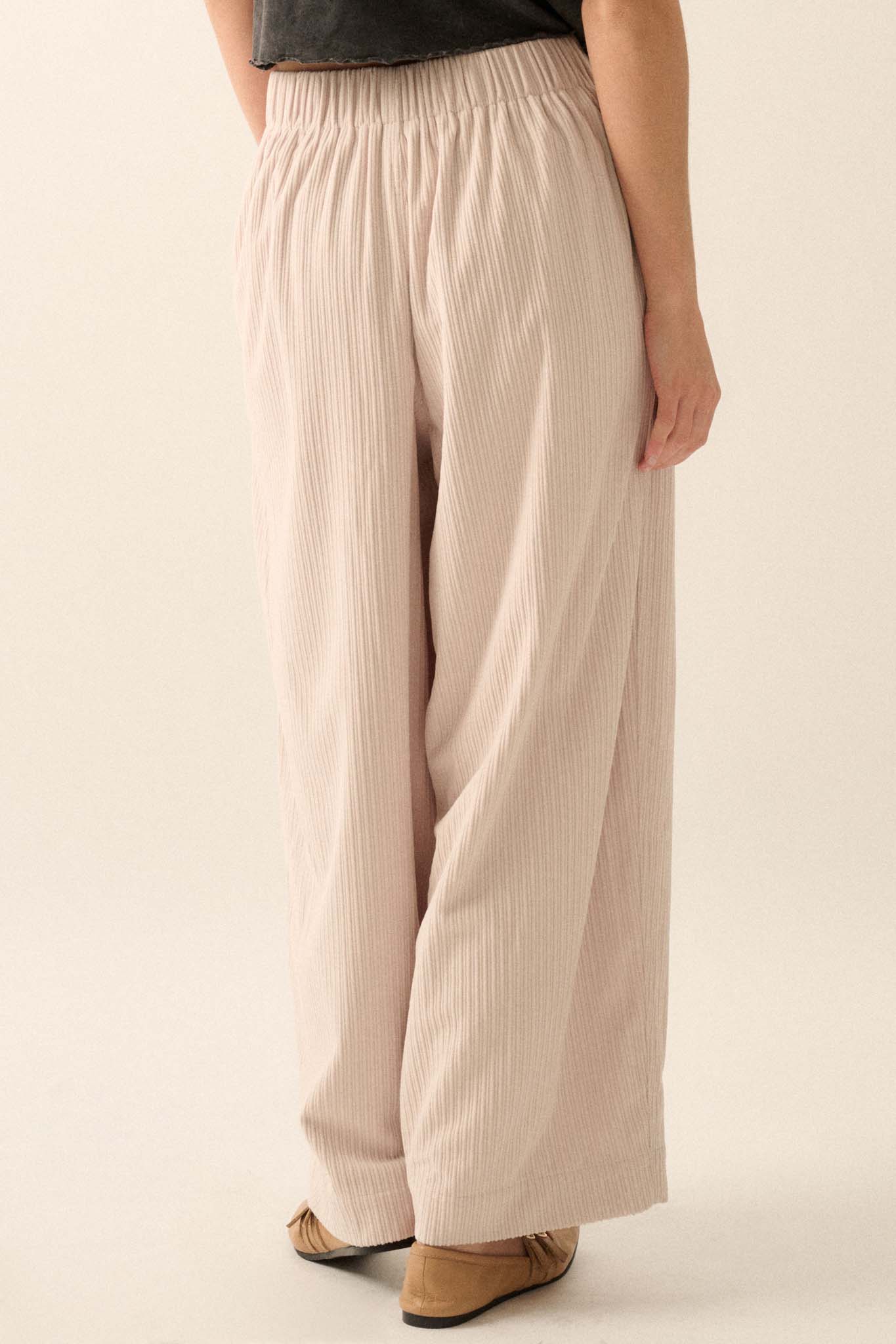 Into the Groove Pleated Wide-Leg Corduroy Pants - ShopPromesa