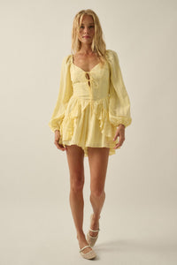 Life Is Sweet Striped Ruffle Tie-Front Romper - ShopPromesa