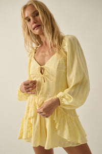 Life Is Sweet Striped Ruffle Tie-Front Romper - ShopPromesa