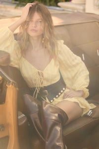 Life Is Sweet Striped Ruffle Tie-Front Romper - ShopPromesa