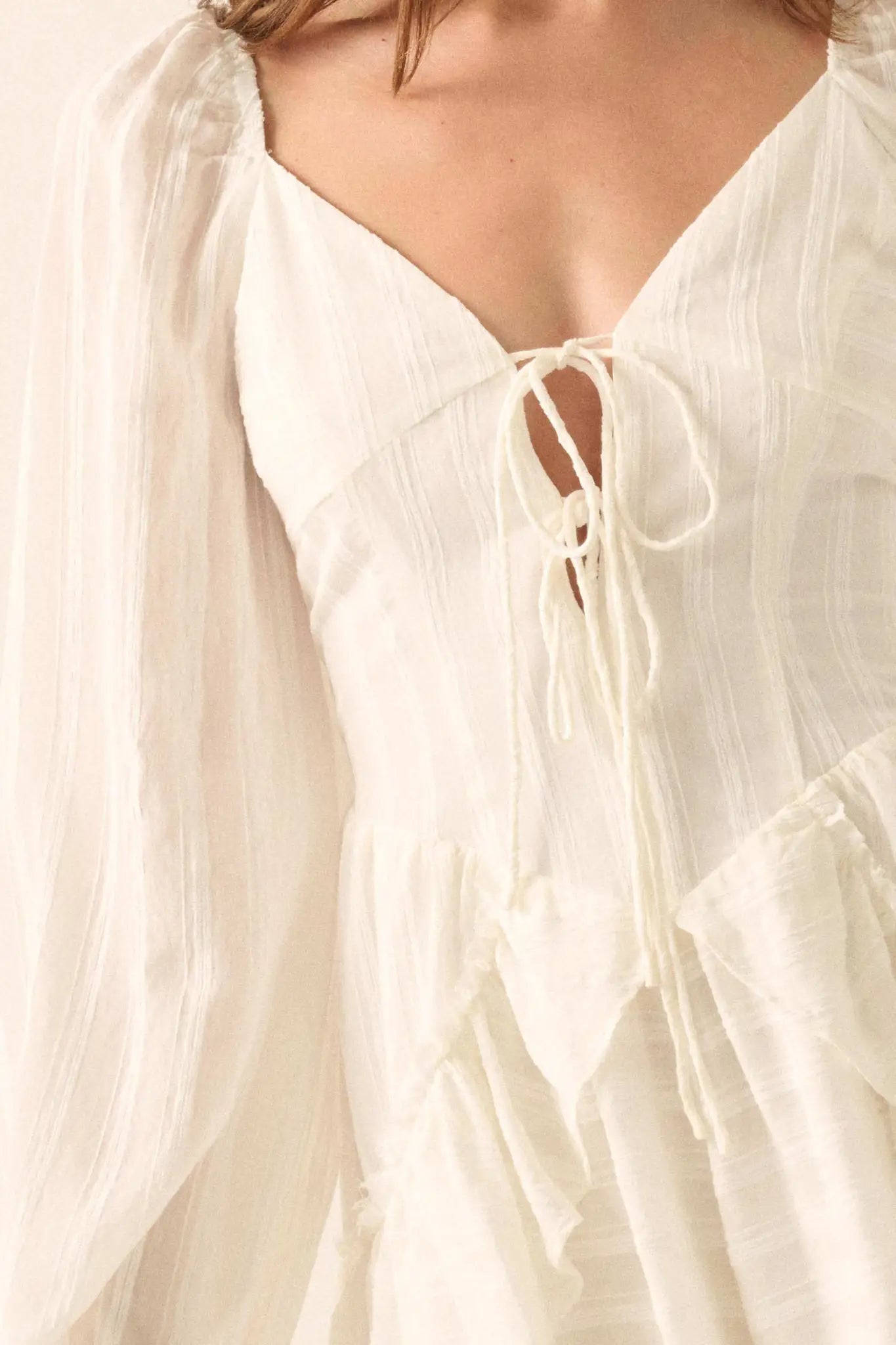 Life Is Sweet Striped Ruffle Tie-Front Romper - ShopPromesa