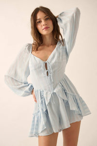 Life Is Sweet Striped Ruffle Tie-Front Romper - ShopPromesa