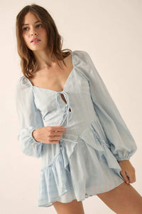 Life Is Sweet Striped Ruffle Tie-Front Romper - ShopPromesa