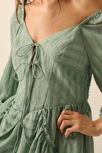 Life Is Sweet Striped Ruffle Tie-Front Romper - ShopPromesa