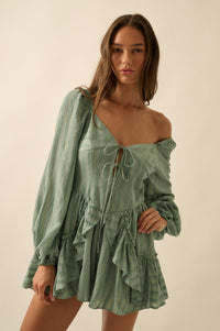 Life Is Sweet Striped Ruffle Tie-Front Romper - ShopPromesa