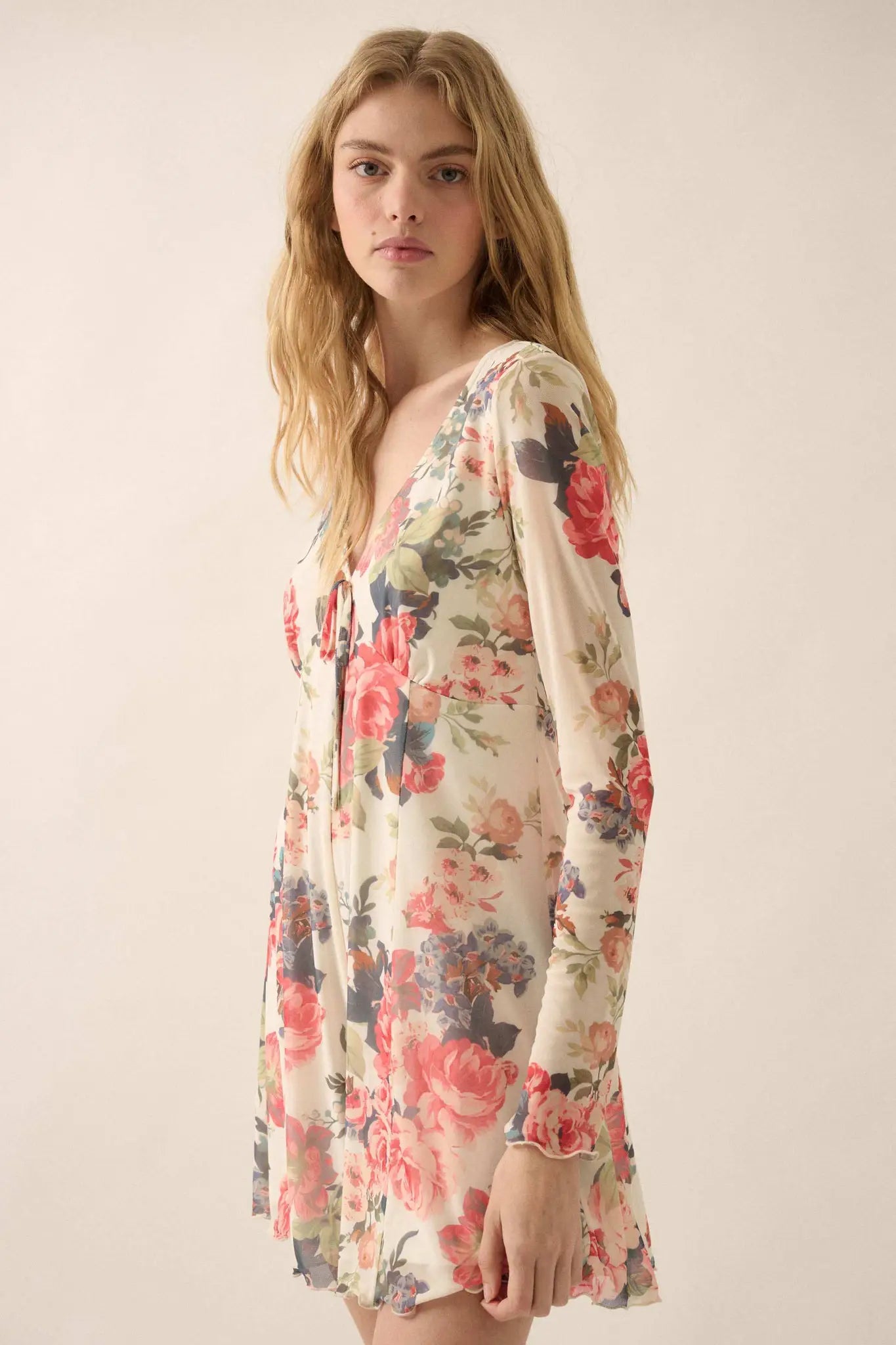 Bloom to Life Floral-Print Mesh V-Neck Romper - ShopPromesa