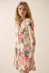 Bloom to Life Floral-Print Mesh V-Neck Romper - ShopPromesa