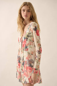 Bloom to Life Floral-Print Mesh V-Neck Romper - ShopPromesa