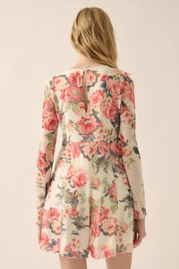 Bloom to Life Floral-Print Mesh V-Neck Romper - ShopPromesa