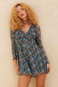 Bright Breeze Floral Mesh Long-Sleeve Romper - ShopPromesa