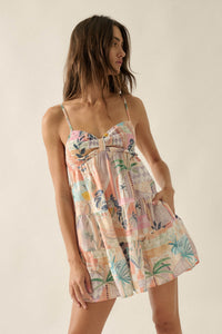 Miami Mood Tropical-Print Tiered Babydoll Romper - ShopPromesa