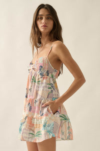 Miami Mood Tropical-Print Tiered Babydoll Romper - ShopPromesa