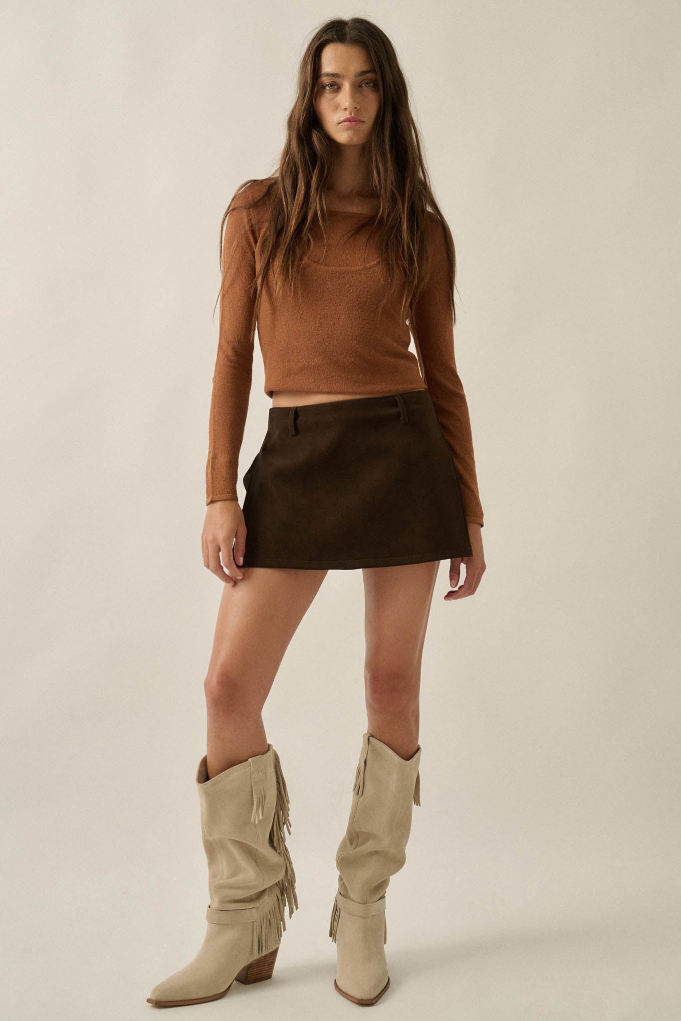 Smooth Moves Vegan Suede A-Line Mini Skort - ShopPromesa
