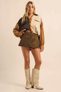 Smooth Moves Vegan Suede A-Line Mini Skort - ShopPromesa