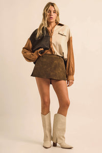 Smooth Moves Vegan Suede A-Line Mini Skort - ShopPromesa