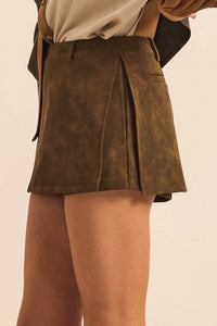 Smooth Moves Vegan Suede A-Line Mini Skort - ShopPromesa