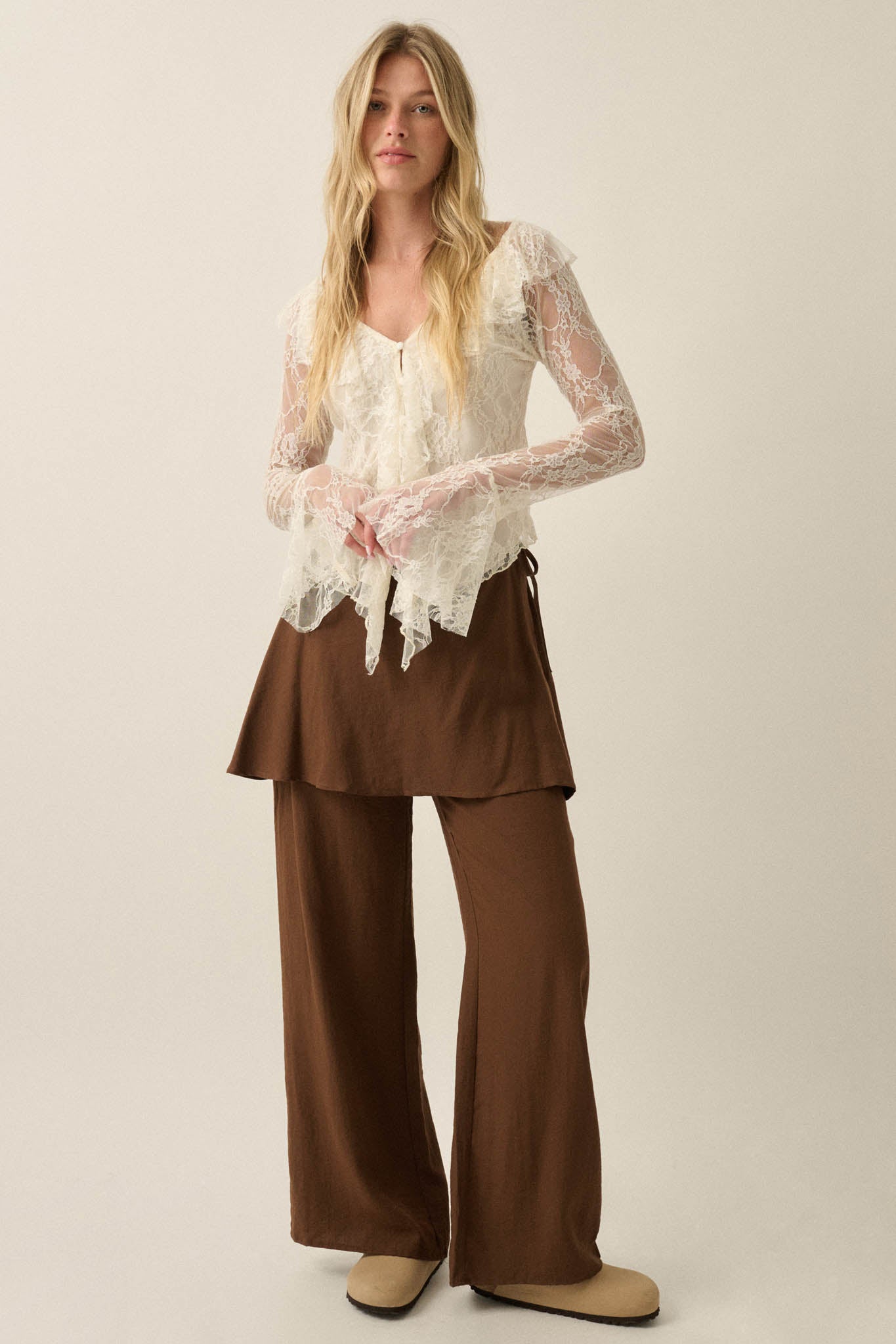 Stand By Me Wide-Leg Layered Skirt Pants - ShopPromesa
