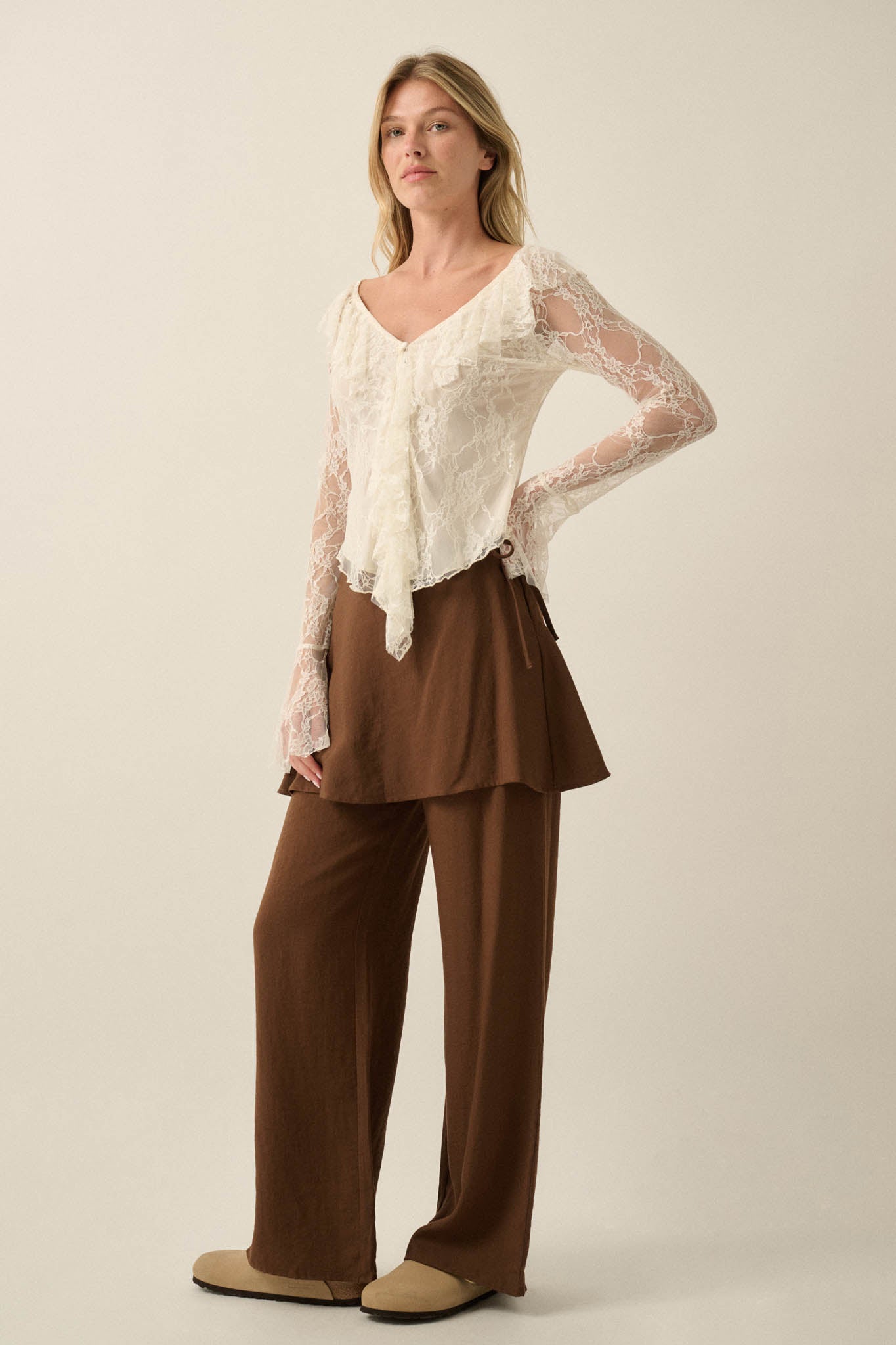 Stand By Me Wide-Leg Layered Skirt Pants - ShopPromesa