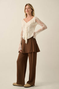 Stand By Me Wide-Leg Layered Skirt Pants - ShopPromesa