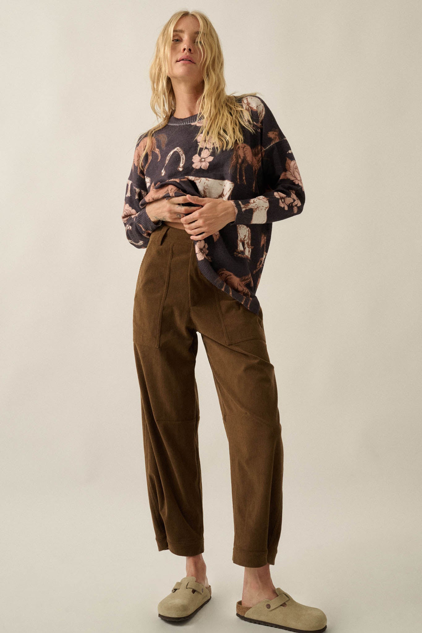 On the Move Corduroy Snap-Hem Barrel Pants - ShopPromesa