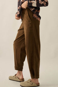 On the Move Corduroy Snap-Hem Barrel Pants - ShopPromesa