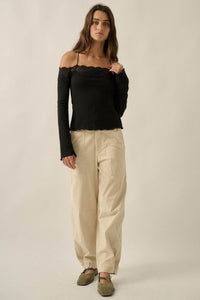 On the Move Corduroy Snap-Hem Barrel Pants - ShopPromesa