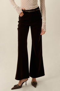 Making Moves Velvet High-Waist Flare Pants - ShopPromesa