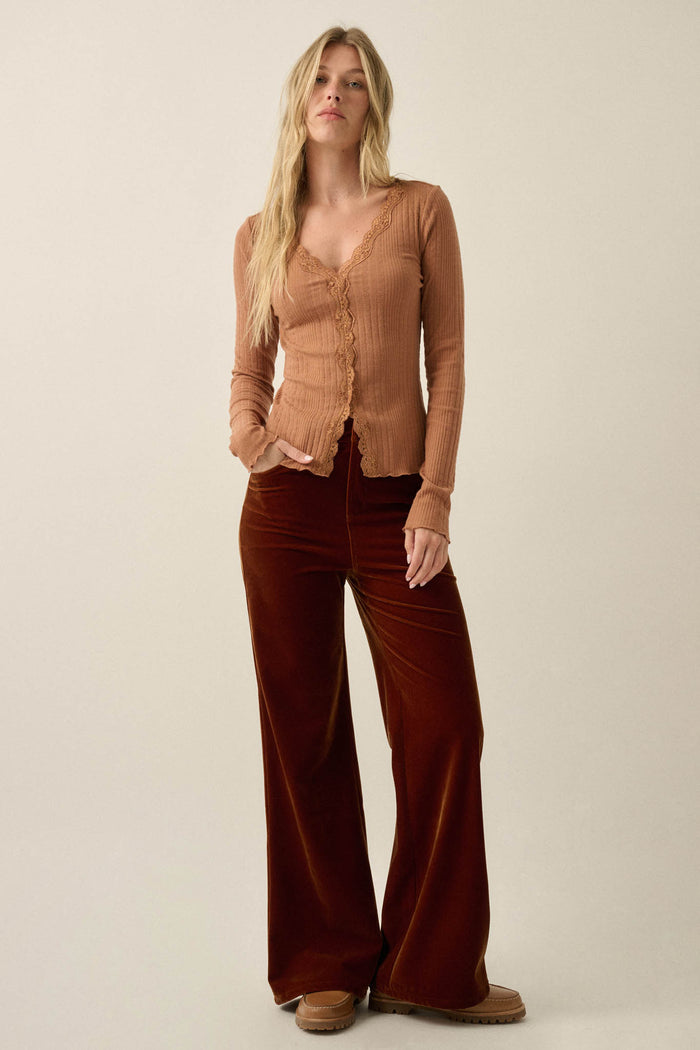Making Moves Velvet High-Waist Flare Pants - ShopPromesa