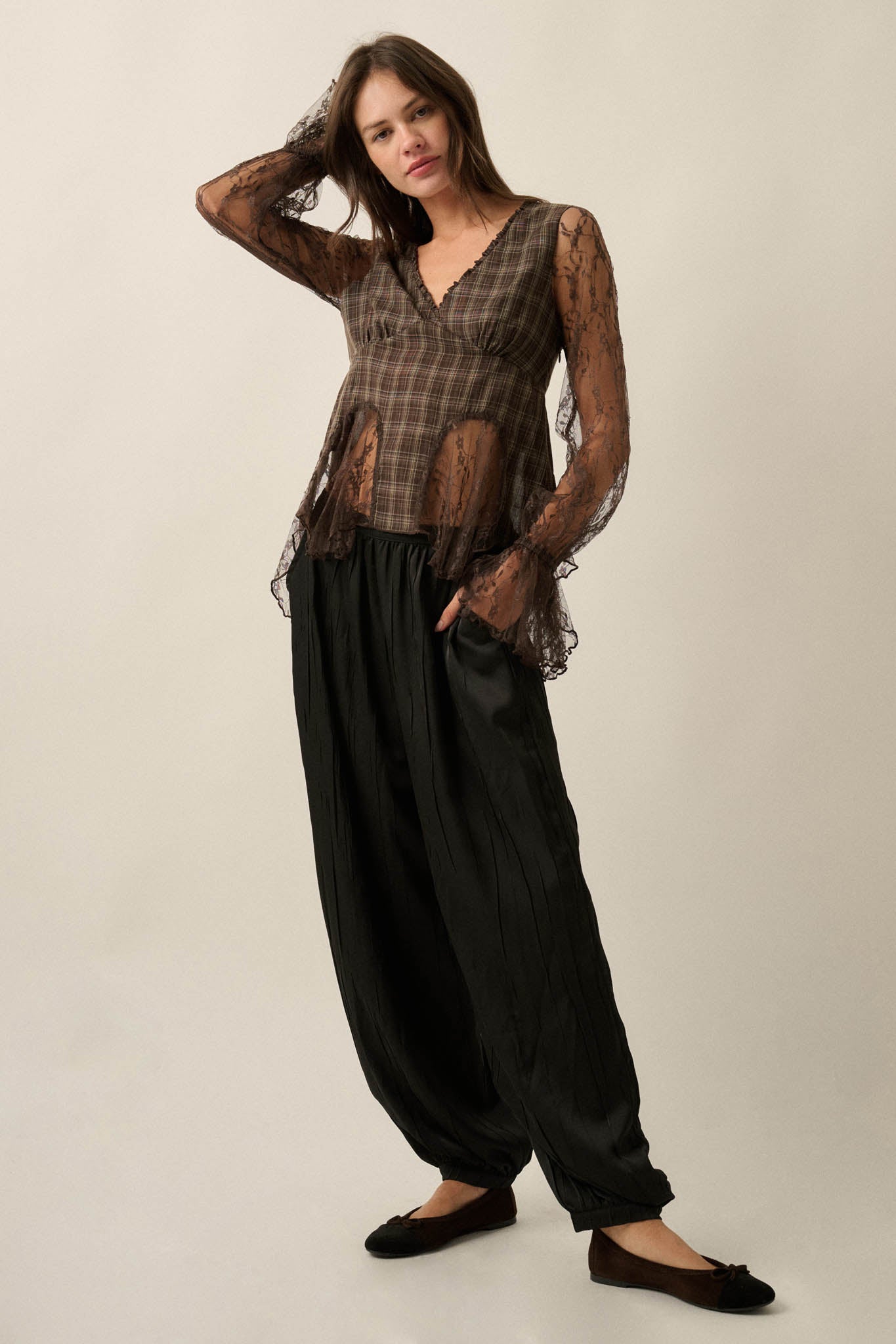 Luster for Life Textured Satin Balloon Pants - ShopPromesa